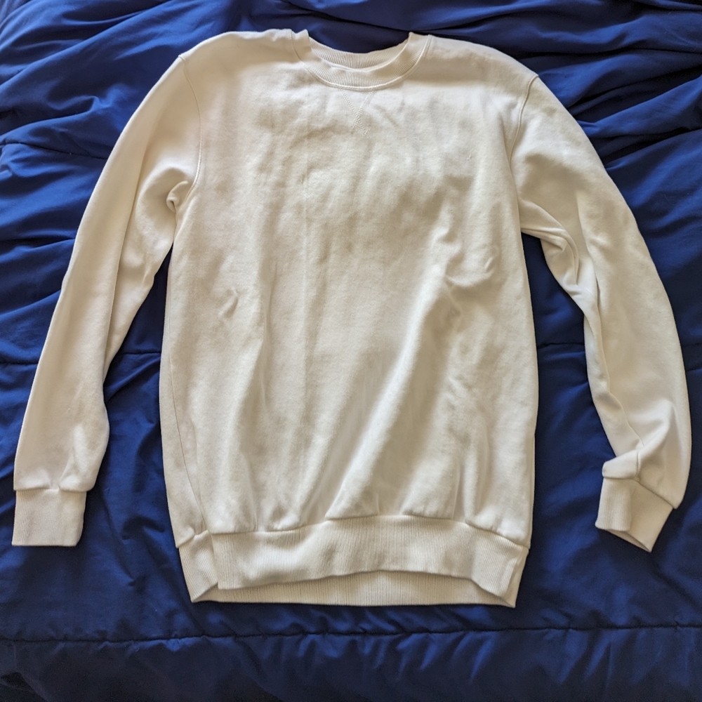 White pullover Crew neck sweater Zara men's size medium high quality